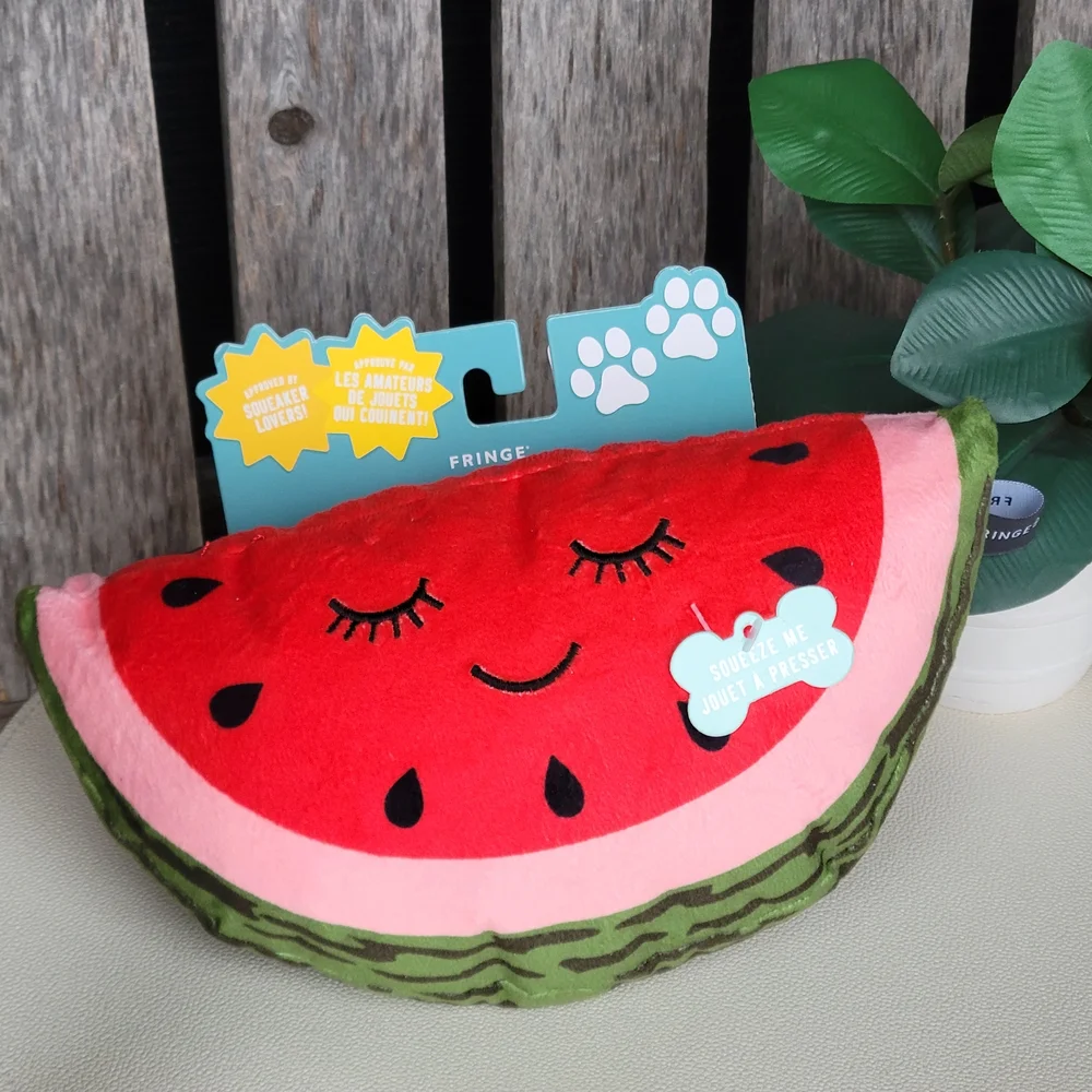 Fringe Studio Watermelon Plush Toy - Red and Green Squeak & Crinkle